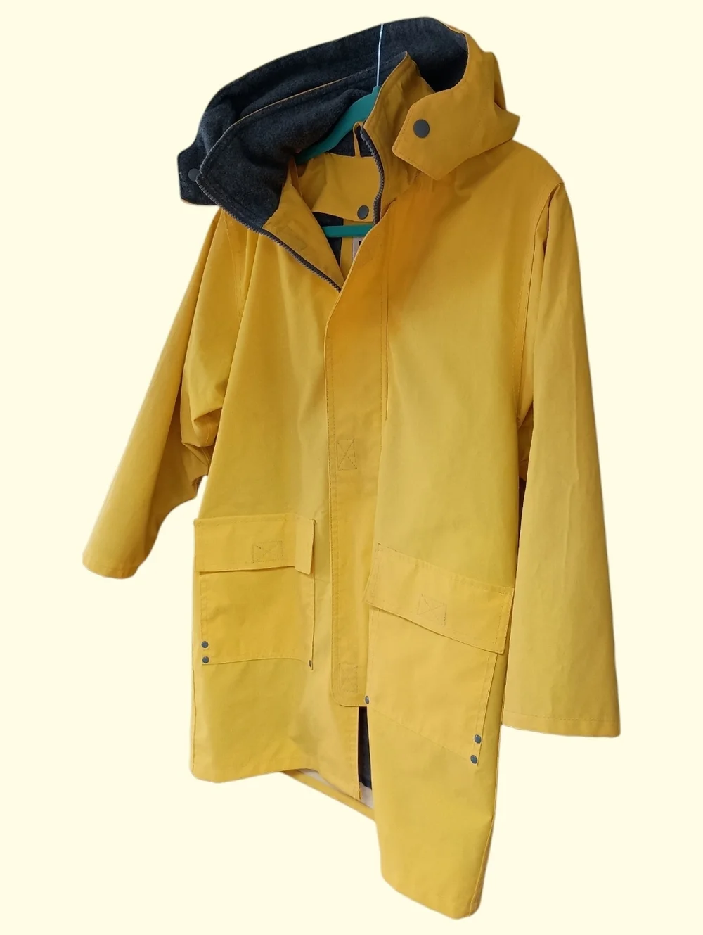 Wippette Bright Yellow Kids' Hooded Raincoat with Removable Grey Lining M 10-12